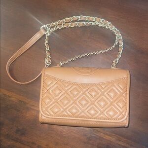 Tory Burch Quilted Tan Chain Shoulder Bag